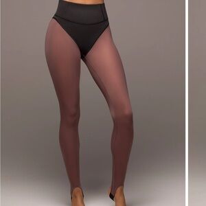 MICHI Black and Mauve Mesh Stirrup Leggings - Size S